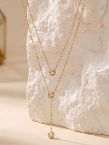 1pc Delicate Double-Layer Necklace For Women - Gold - View 8