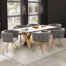 Set Of 4 Dining Chair Space Grey Gold Velvet - 灰色 - 查看 6
