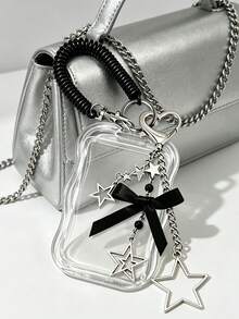 Retractable Star Card Holder Keychain, Durable Transparent ID Card Holder Set With Detachable Wipeable Sliding Cover, Key Ring And Detachable Lanyard/Pendant - Heavy Duty Transparent Card Sleeve With ID Window And Card Slot, Suitable For School, Office, Events, Campus Essential, Stylish Design With Star Bow Decoration, Heart Buckle, Can Store ID Card, Bank Card, Transit Card And Keys, Campus Commute Essential ID Protection Sleeve, Student Campus Commute Essential, Practical And Fashionable,Travel Essential - Multicolor - View 6