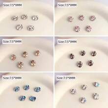 6-Grid Combination Nail Art Rhinestone Set, Luxury Sparkling 3D Crystal Mixed Sizes Nail Decor, Suitable For Nail Art Design And Decoration - Multicolor - View 3