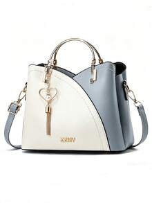 Casual Business Metal Decor Handbag For Women Stylish Crossbody Bag With Tassel Charm Top Handle Shoulder Tote Elegant Black Purse  For Travel Work - 彩色 - 查看 13