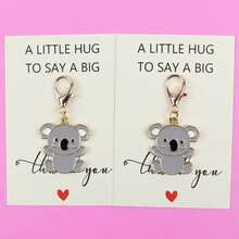 5pcs/10pcs Cute Koala Enamel Lobster Clasp Keychain, "A Little Hug To Say A Big Thank You" Paper Card, Animal Pocket Hug Gratitude Gift - Multicolor - View 5