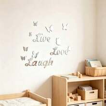 12pcs Golden Butterfly Mirror Stickers Wall Mirror Stickers Home Decoration - Multicolor - View 5