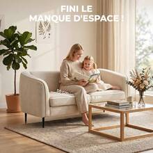 Sofá de dos plazas de terciopelo, sofá moderno para salón de 160 cm, asiento ancho acolchado, cojín de muelles grueso, color beige. - Multicolor - Ver 6