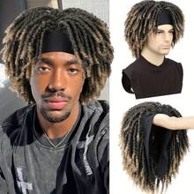 Headband Wig For Men 6Inch Short Afro Style Men's Synthetic Dreadlock Wig With Headband 100% Heat Resistant Fiber Daily Use Hairpiece - Multicolor - View 10