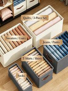 Modern Oxford Fabric Storage Box With Upgraded Leather Handle, Rectangular, Multipurpose, Clothes Organizer For Home - Perfect For Seasonal Wardrobe Organization, Under-Bed Storage For Winter/Spring Storage, Under-Bed Storage - Multicolor - View 7