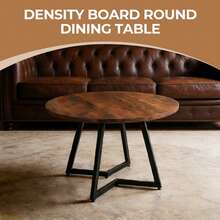 110*110*75cm MDF Top Table With Metal Leg Dining Table - 棕色 - 查看 3