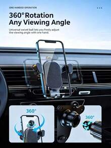 1pc Car Phone Holder With Hook Clip, 360° Rotatable, Easy Operation, Strong Stability, Compatible With 4.7-7 Inch Phones, Suitable For Car Air Vent, Fits Most Car Models, Plug And Play - Twill Style - View 6