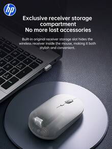 HP Droplet Portable Wireless Silent Mouse, Slim Ultra‑Light 55.9g 2.4G Plug & Play Mice, Long Lasting 6‑Month Battery Quiet Click Mouse For Office Laptop Desktop Work - View 5