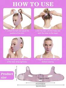 1pc Women's Face Mask, Face Lift Mask, Sleep Face Band, Comfortable Face Strap, Suitable For Daily Wear, Back To School Season - Lilac Purple - View 5