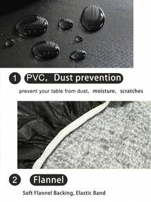 白色、黑色 PVC 圓形桌布，帶彈性邊緣與抓絨內裡，圓形乙烯基防水易擦拭桌布，適用於室內露台與室內花園 - 黑色 - 查看 6