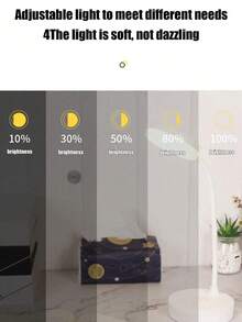 LED Desk Lamp, USB Rechargeable, 3-Level Adjustable Brightness, White/Natural/Warm Light Modes Switchable, Eye-Protection Lamp, Built-In Night Light Function - Multicolor - View 7