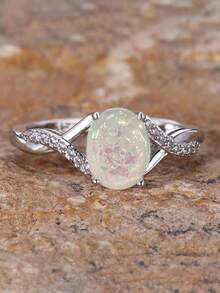 1pc Elegant Cubic Zirconia Ring Women's Wedding Engagement Party Jewelry Valentine's Day Gift - 1# - View 7