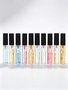 10pcs Mini Glass Fragrance Sample Bottles, Cartoon Beach Pattern Yellow Gift Box Fragrance Set, Portable Long-Lasting Scent Diffuser Bottles, Suitable For Summer Travel And Holiday Gifts - A - View 5