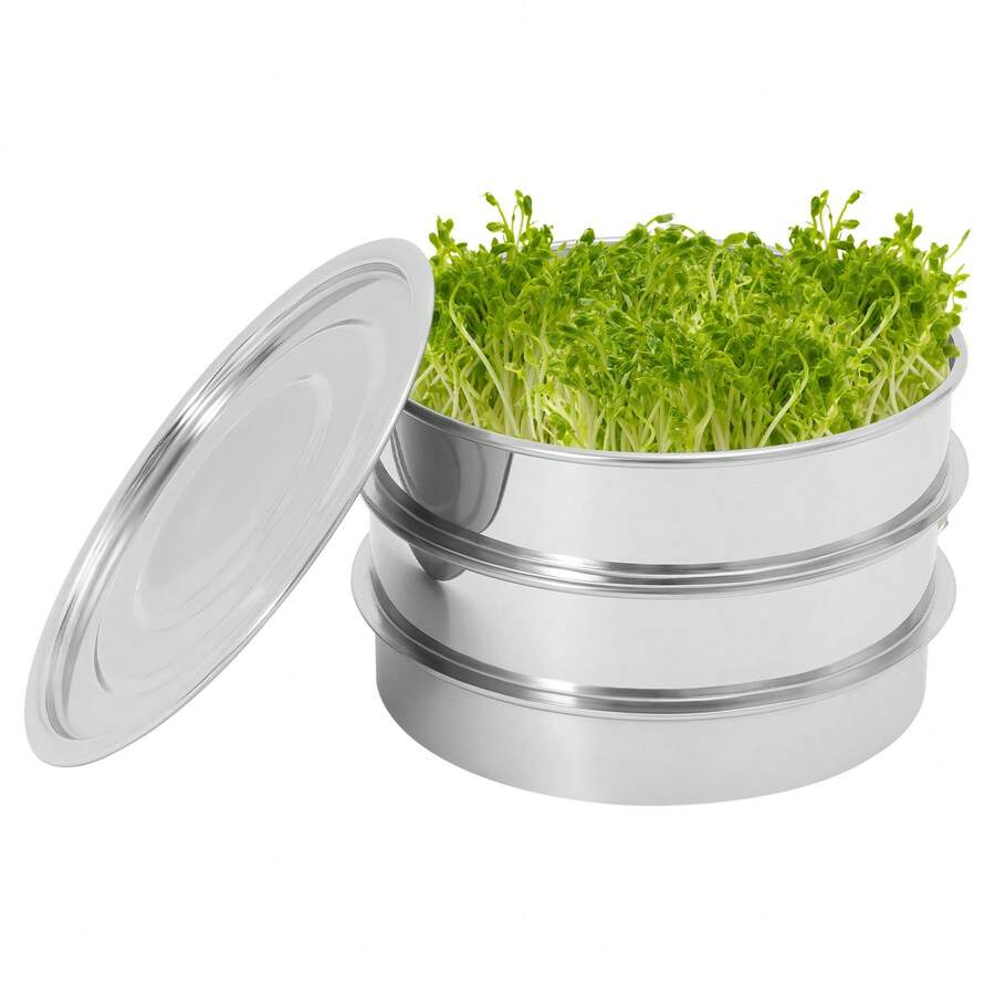 YUNRUX Stackable Stainless Steel Seed Germination Kit, Seed Germination Kit, Stainless Steel Seed Germination Tray - B - 查看 1