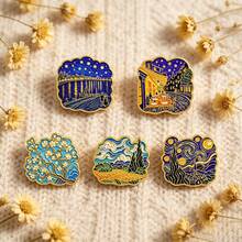 Van Gogh Starry Night Enamel Lapel Pin Badge, Suitable For Backpacks And Bags, Cool Decoration, Gift For Friends - Multicolor - View 9
