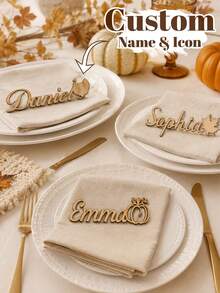 Custom Thanksgiving Name Place Card, Personalized Table Name Tag, Rustic Fall Dinner Decor, Customized Guest Place Setting, Customizable Harvest Table Accent, Autumn Party Favor, Family Gathering, Holiday Gift, Gifts For Family And Friends - Style a - View 1