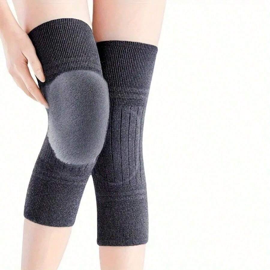 Thickened Fleece Winter Knee Pads, Warm & Supportive, Suitable For Cold Weather, Compression Knee Sleeve, Suitable For Autumn/Winter Season (1pc) - Multicolor - View 1