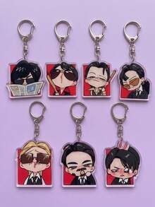 1pc/7pcs Bangtang K-Pop Keychains, K-Pop Style Durable Acrylic Asymmetrical Shape, Suitable For Back To School, Concert Support, Fan Gifts, Birthday, Valentine's Day, Christmas, New Year, Graduation, Anniversary, Travel Souvenir, Couple Gifts And Daily Wear - Multicolor - View 4