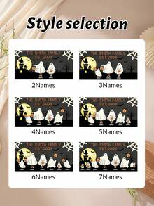 Custom Ghost Family Tabletop Sign, Spooky Halloween Room Desk Decor, Personalized Name Plaque For Shelf Mantel, Haunted House Accent, Customized Holiday Decoration, Customizable Name Family Gift, Room Decor, Halloween Gift, Gift For Family And Friend - Style a - View 3