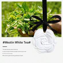1pc White Tea & Camellia Scented Plaster Diffuser Pendant, Black Ribbon Design, Premium Long-Lasting Fragrance, Suitable For Bathroom, Bedroom, Closet And Car Decoration - Apricot - View 4