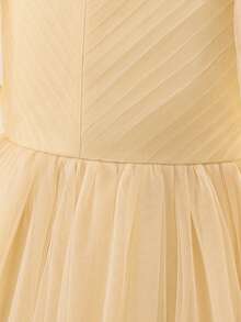Tween Girls Sleeveless Cape Mesh 3D Floral Elegant Long Ball Gown Princess Dress Suitable For Girls Birthday Party Evening Gala Prom Wedding Flower Girl Bridesmaid Outfit - Champagne - View 7