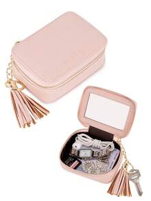 FOREVER MIYIN 1pc Crocodile Pattern Mini Cosmetic & Jewelry Storage Box, Built-In Mirror And Keychain, Zipper Closure, Lipstick Storage Bag, Cosmetic Organizer, Portable Compact Travel Makeup Bag, Suitable For Women's Daily Use, Outdoor Travel And Girls' Carry, Valentine's Day Gift, Mother's Gift, Girlfriend Gift - Multicolor - View 16