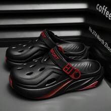 Men's Autumn Dual-Color EVA Slippers, Soft Thick Sole, Indoor Home Outdoor Vacation Style, Versatile Comfortable Casual Holiday Essential Clogs - Black - View 3