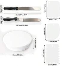 This 6-Piece Cake Decorating Tool Set Includes One Stainless Steel Scraper, One PP Material Scraper And One Cake Turntable. It Is Reusable And Suitable For Making Homemade Desserts, Cakes And More, Making It A Kitchen Essential. - View 2
