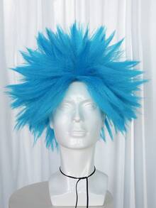 Unisex Bright Blue Big Spiky Explosion Wig, Synthetic Full Head Punk Rock Style Costume Wig, Halloween Carnival Themed Cosplay Outfit Accessory For Adults - Multicolor - View 4