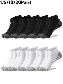 1/5/10/20 Pairs Unisex Moisture-Wicking Breathable Odor-Resistant Soft Comfortable Sports Short Socks, Suitable For Daily Training All Seasons, Christmas Gift - Multicolor - View 16