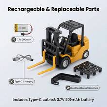 1 Set Alloy Remote Control Forklift, Mini Simulation RC Forklift With Pallet, Fork And Hook, Remote Control Engineering Vehicle, Fork Liftable, Gear Adjustable, 2.4Ghz Remote Control Toy Car Model, 1:64 Mini Simulation Car Model, Portable, Suitable For Boys And Girls Remote Control Toy Car, Ideal Children's Play Gift Toy, Birthday Gift, Children's Day Gift, Christmas Gift, New Year Gift, Yellow And Green Dual Color Optional - Yellow - View 4