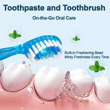 5-In-1 Mini Disposable Toothbrush With Pre-Applied Toothpaste | Waterless Disposable Toothbrush With Toothpaste, Floss, Tongue Scraper And Toothpick, Suitable For Travel, Hotel, Camping, 26pcs - Multiple Flavors/various Styles - View 3