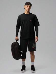 Jordan Men's AS POCKET SS CREW Short Sleeve Knit Collarless T-Shirt TIF3070-010 - Black - View 6