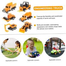 6-Piece Construction Toy Set For Kids, Alloy Engineering Vehicles, Drop-Resistant, Movable Joints - Orange - View 2