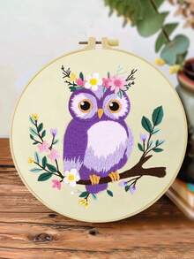 Cute & Simple Owl Embroidery Kit For Adult Beginners. Includes Manual, Printed Fabric, Hoop, Needles, Threads & Stitch Guide. Great Home Gift For Women. Size: 15x15cm/5.9in Or 20x20cm/7.9in. - Owl - View 19