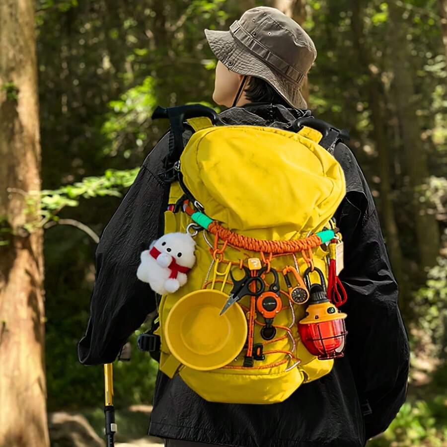 1pc/2pcs Outdoor Hand Woven Keychain Wrist Rope, Outdoor Hanging Buckle, Car Key Hanging Rope.Can Be Hang Tools Such As Knives, Key, Mini Flashlights, Scissors, Etc.Braided Lanyard Key Chain.Essential Accessories For Outdoor Use - Multi-buckle - View 1