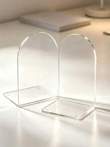2/4/8pcs 3mm Thick 10*10*10cm L-Shaped Clear Acrylic Bookends, Heavy Duty Stable With 4 Anti-Slip Pads, Minimalist Desktop Storage Book Support, Suitable For Home Office Library - Clear - View 3