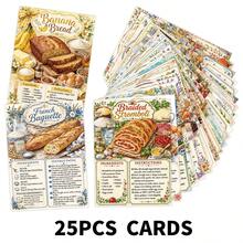 25pcs Vintage Bread Making Recipe Cards, Illustrated Bread Baking Guide Cards With Ingredients & Instructions, Kitchen Reference Cards, Gift For Home Bakers & Bread Lovers - Multicolor - View 4