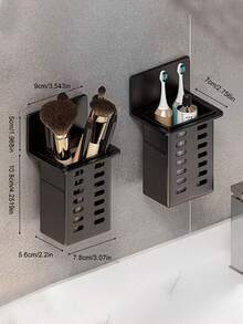 Toothbrush Holder, Kitchen Storage Rack, Wall-Mounted Bathroom Toothbrush Storage Rack, Bathroom Shelf, Multi-Function Bathroom Toothpaste And Toothbrush Holder, Bathroom Accessories, No-Drill Wall-Mounted Bathroom Storage Rack - Heavy Duty Toothbrush And Toothpaste Holder - Multicolor - View 8