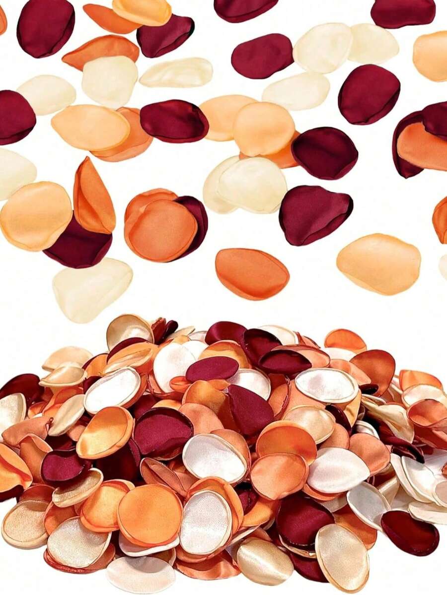 1000/500/200/100 peças Pétalas de Rosa de Seda Artificial, Decoração de Casamento de Outono Laranja Queimado, Pétalas de Rosa de Seda para Decoração de Corredor, Centro de Mesa, Festa de Noiva, Aniversário, Decoração de Halloween, Decoração de Casa de Outono/Ação de Graças e Decoração de Quarto - pétala - Visão 1