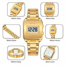 SKMEI 2597 Digital Watch Aluminum Alloy Metal Band Time & Date Display 30M Water Resistant Minimalist Unisex Wristwatch - one-size - View 9