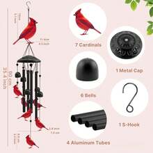 Outdoor Hummingbird Wind Chime, Black Metal Outdoor Wind Chime, Suitable For Women/Men Hummingbird Decor, Garden/Yard Decoration, Gift For Grandmother/Mother's Anniversary/Birthday, Durable Outdoor Wind Chime. Halloween, Christmas Decorative Wind Chime - one-size - View 12