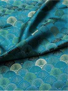 1pc Blue-Green Satin Jacquard Fabric, Traditional Fan Pattern, Shiny Metallic Thread Woven Material, Suitable For Cheongsam, Clothing, Evening Gown, Bag Making, Home Decor And DIY Sewing Crafts - Multicolor - View 11