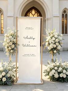 Customized Wedding Welcome Sign, Fabric Banner, Modern Ceremony Entrance Decor, Customizable Name And Date, Wedding Gift, Welcome Decoration, Wedding Decor, Party Decor - Multicolor - View 4