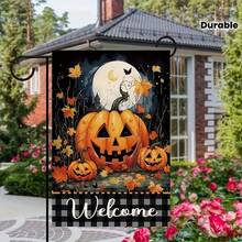 Halloween Pumpkin Garden Flag - Single-Sided Print, Durable Polyester Material, Suitable For Outdoor Party Decoration And Yard Beautification, Halloween Decor, Flag Pole Not Included - A - View 3