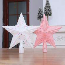 2Pcs Pastel Glitter Christmas Tree Topper Star, Colorful Sprinkles Decor Xmas Tree Top Ornament For Holiday Party Home Decoration - Multicolor - View 2