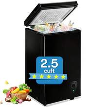 WANAI 2.5 Cu.Ft Deep Freezer Small Chest Freezer Top Open Door Two Baskets Digital Display Black - US B Type Plug(110-127V) - View 1