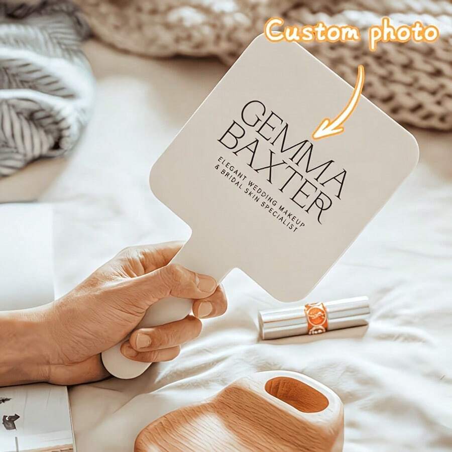 1pc Personalized Eyelash Technician Mirror Prop, Customized Handheld Makeup Mirror, In-Store Photo Prop, Customized Eyebrow Technician Prop, Customized Salon Sign, Customized Logo Mirror, Home Decor, Bridal And Bridesmaid Gifts