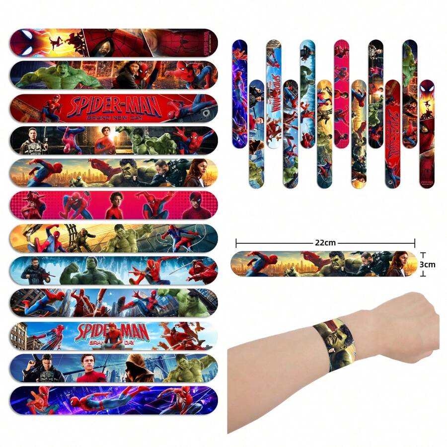 MONASHOP 12pcs 2026 New Style Slap Bracelets, Brand New Date Theme Cartoon Bracelets, Party Favors, Movie Merchandise Toys, PVC Elastic Bracelets - Multicolor - View 1